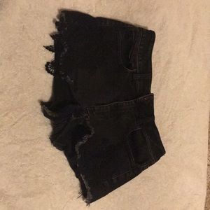 High waisted black jean shorts